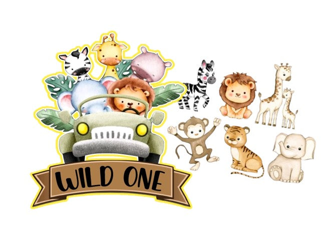 1st Birthday "Wild One" Jungle Jeep Animals