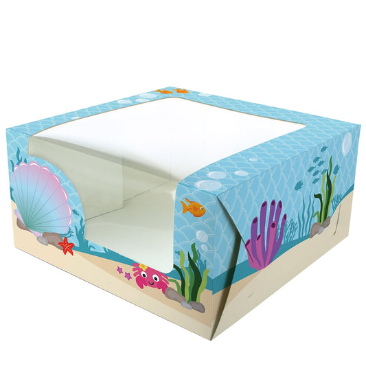 Sea theme/pirate/sailor/mermaid 10" window cake box