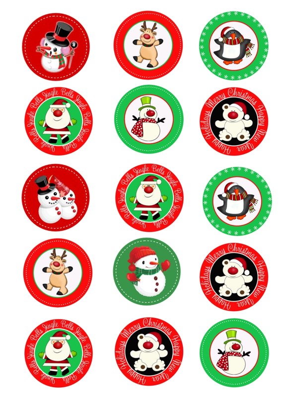 15 x  edible image Christmas cupcake toppers