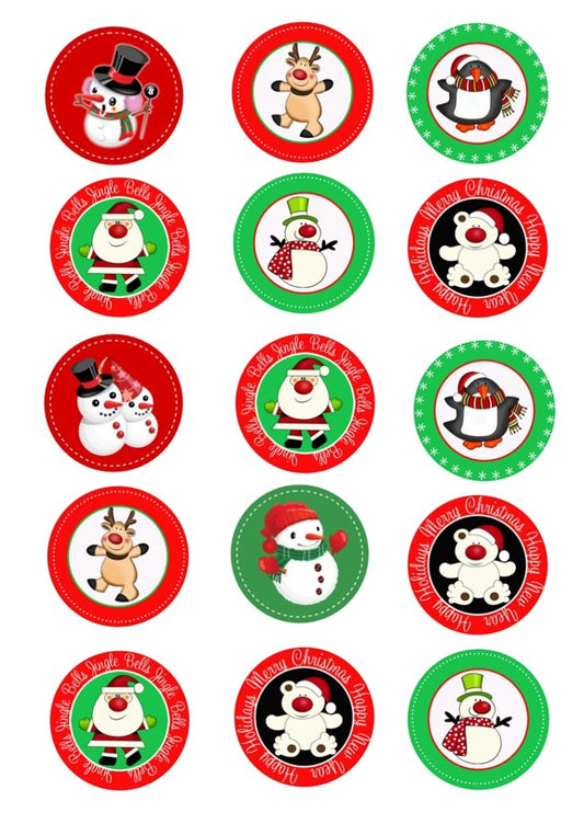 15 x  edible image Christmas cupcake toppers