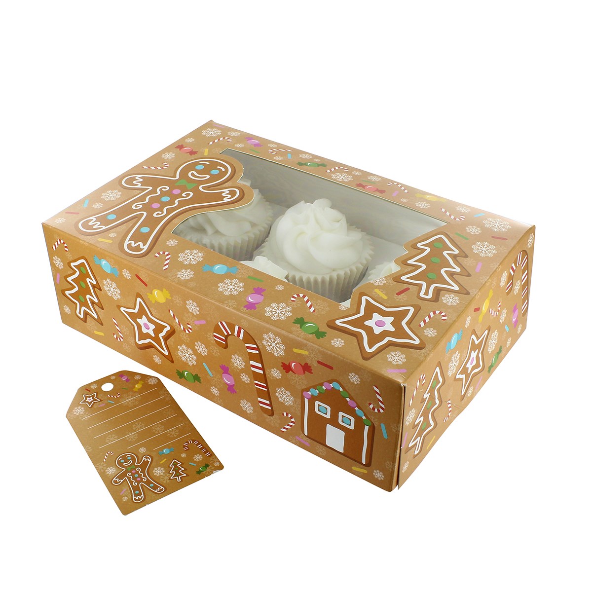 Gingerbread House cupcake box (6 full size/12 mini cupcakes)