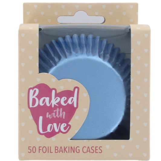 Ice Blue Foil Cupcake Cases - 50 pack (Baked With Love)