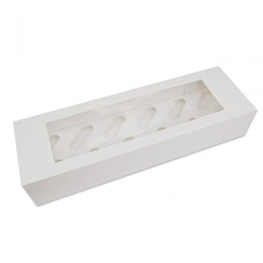 12 Hole Cupcake Box (Oblong) - white