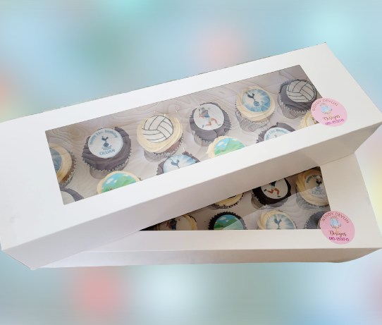 12 Hole Cupcake Box (Oblong) - white