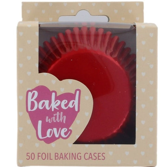 Red Foil Cupcake Cases - 50 pack (Baked With Love)