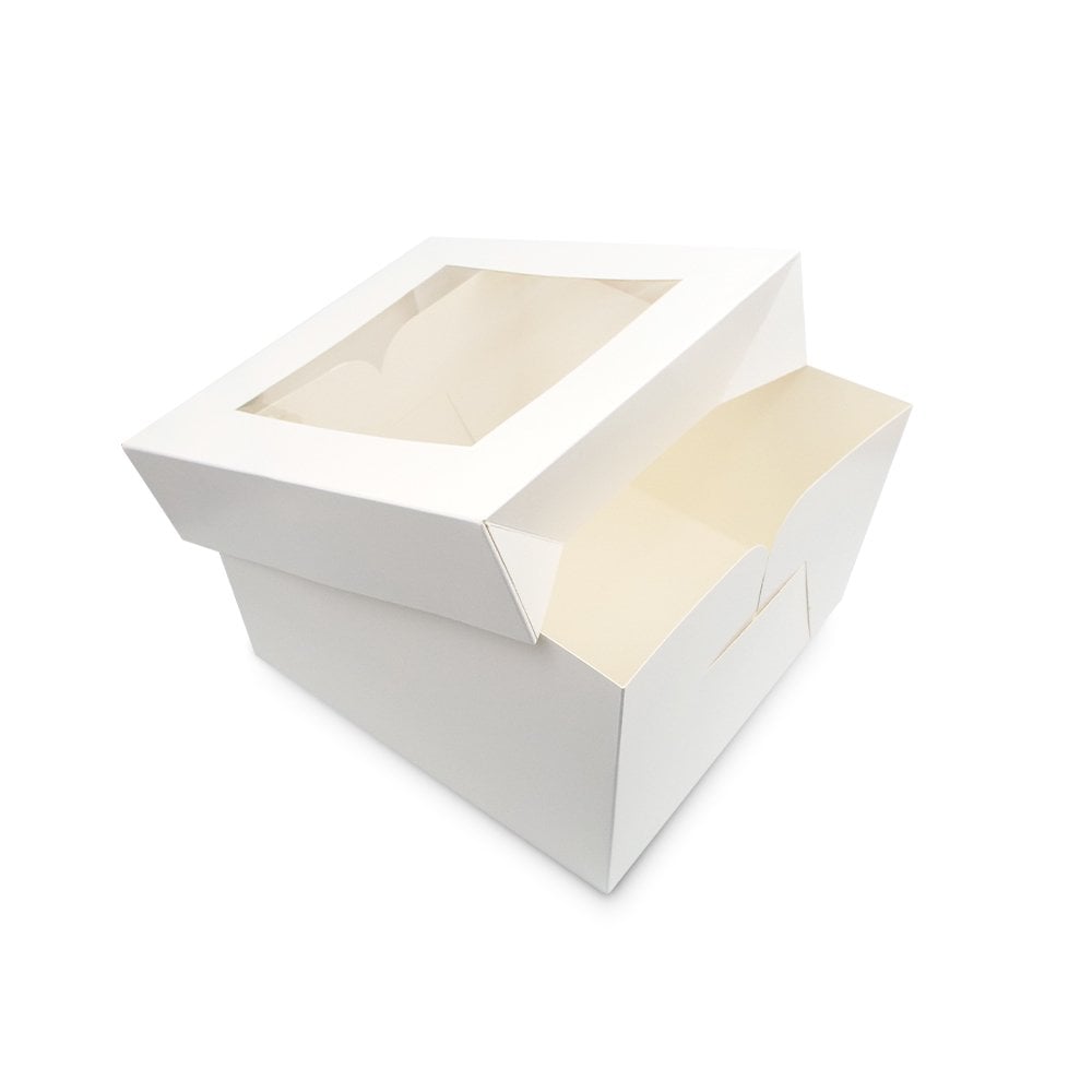 12" white cake boxes with CLEAR WINDOW LID